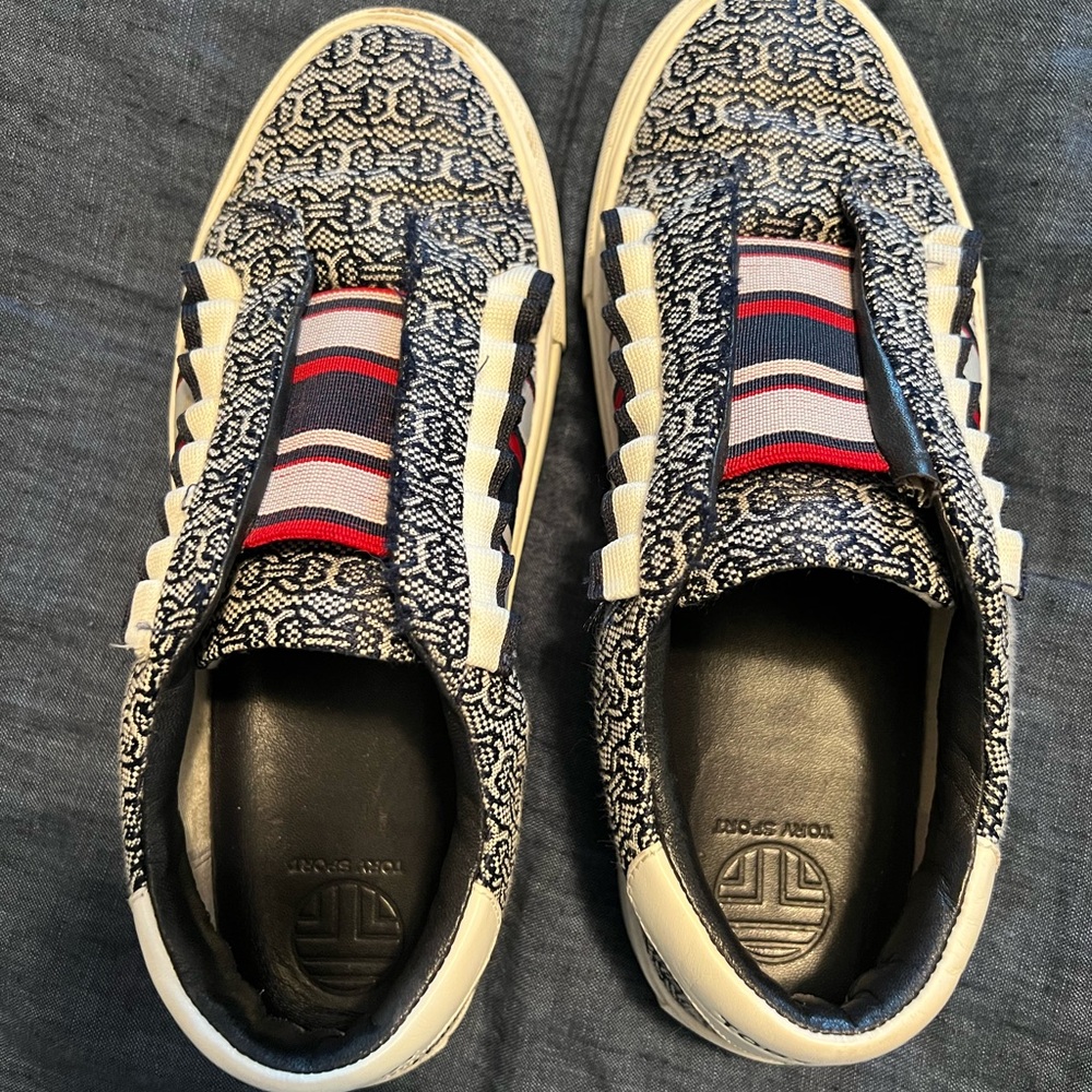Tory Burch Blue and White Sneakers Slip-On Comfort